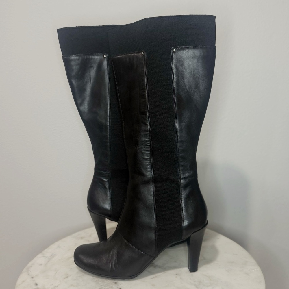 Scarpe Diem Italy Black Leather Heeled Boots Tall Size 9